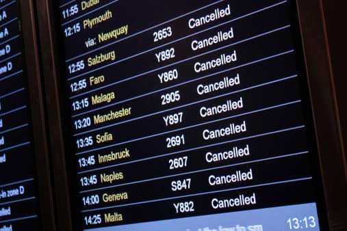A common scene when travelling abroad - the delays and cancellation board!